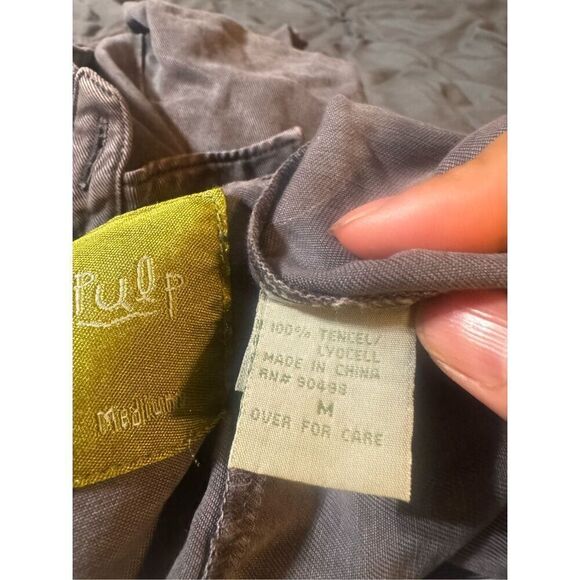 Women's 3/4 sleeve tencel button-down gray casual shirt top M - Picture 6 of 6